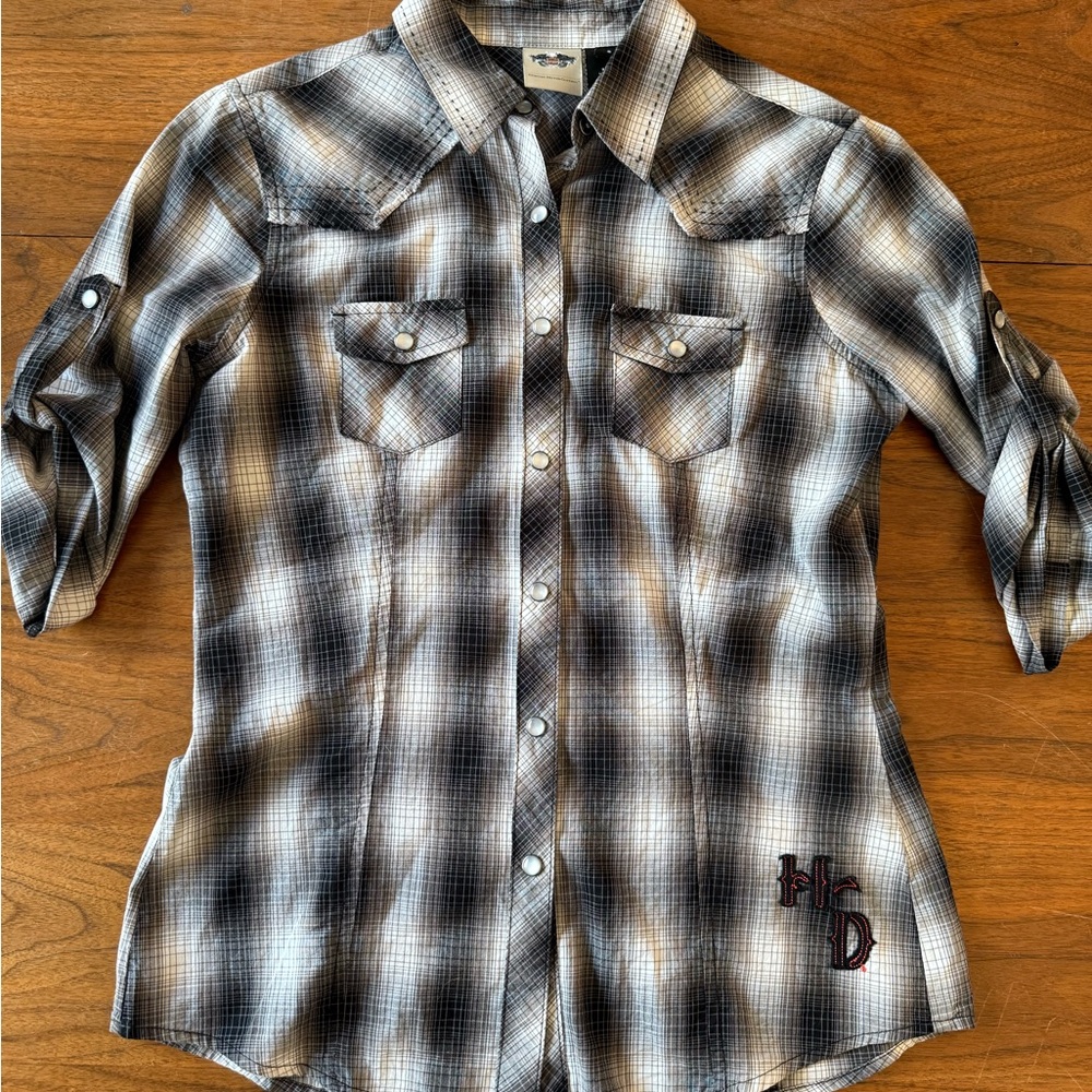 Harley Davidson button up (snaps)